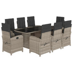 9részes világosszürke polyrattan kerti étkezőgarnitúra párnával 2