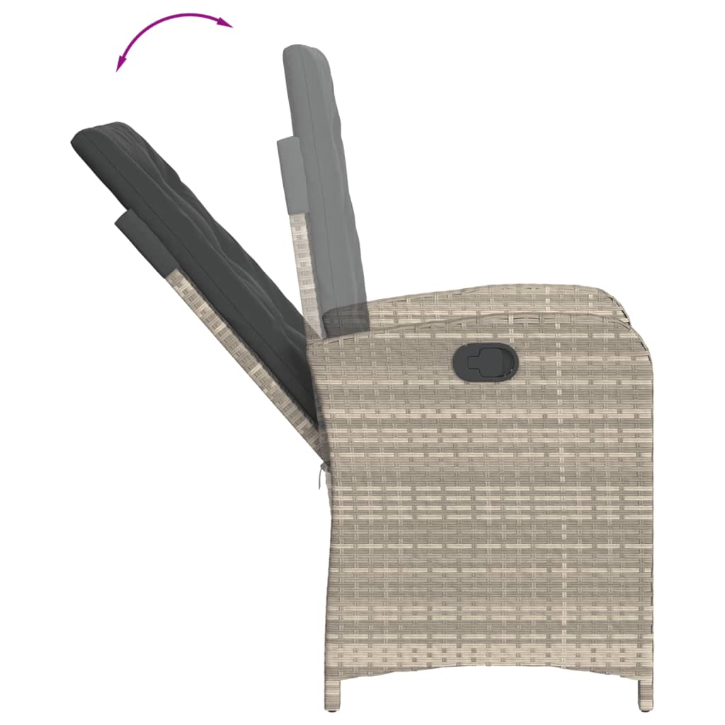 9részes világosszürke polyrattan kerti étkezőgarnitúra párnával 5