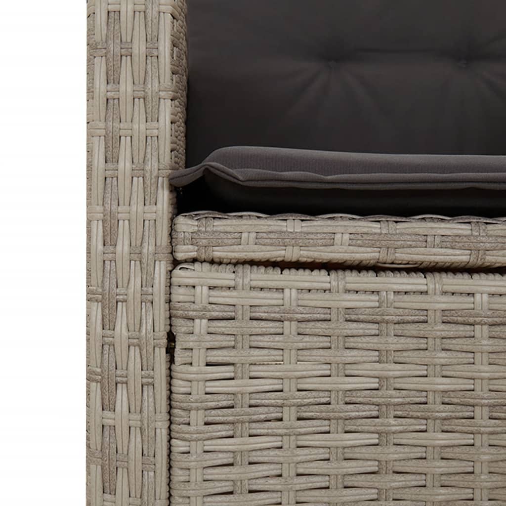 9részes világosszürke polyrattan kerti étkezőgarnitúra párnával 6
