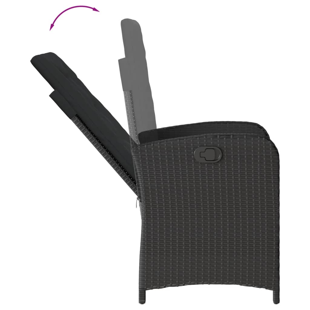 7 részes fekete polyrattan kerti étkezőgarnitúra párnával 5