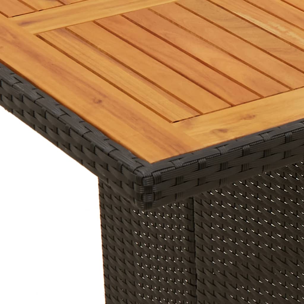 7 részes fekete polyrattan kerti étkezőgarnitúra párnával 6