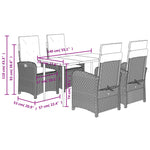 5 részes szürke polyrattan kerti étkezőgarnitúra párnával 9