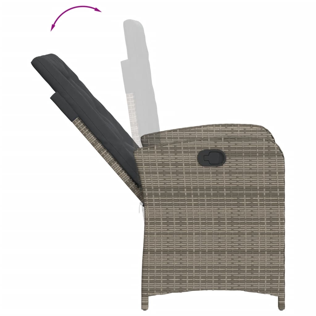 7 részes szürke polyrattan kerti étkezőgarnitúra párnával 6