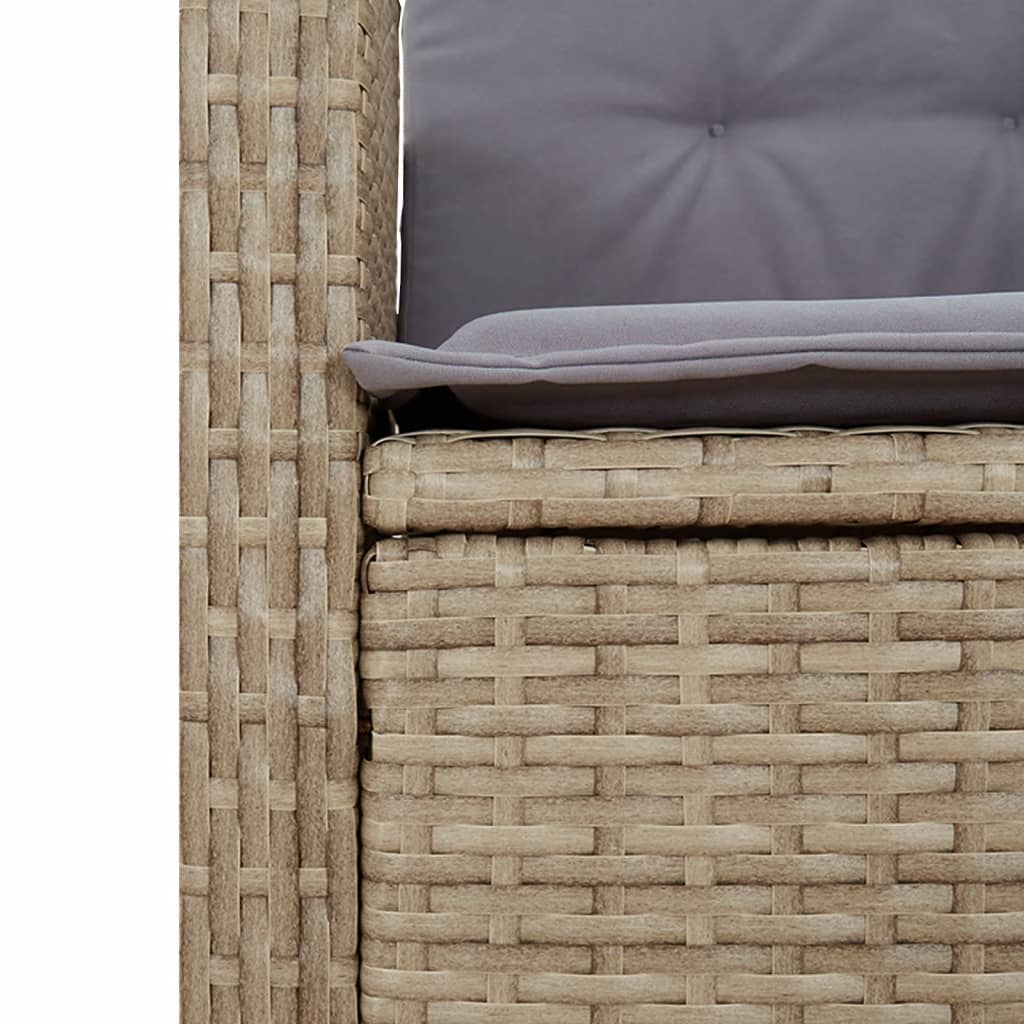 5 részes vegyes bézs polyrattan kerti étkezőgarnitúra párnákkal 7