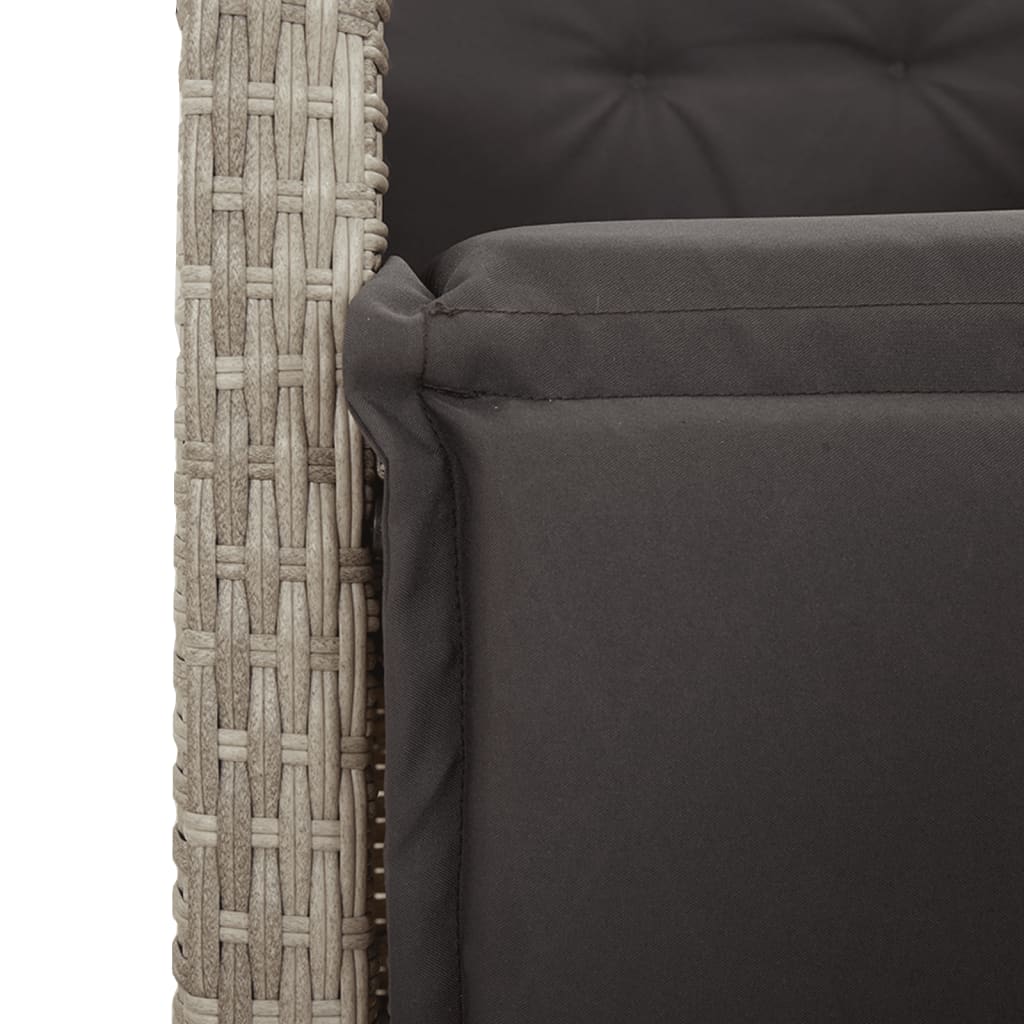 5részes világosszürke polyrattan kerti étkezőgarnitúra párnával 9