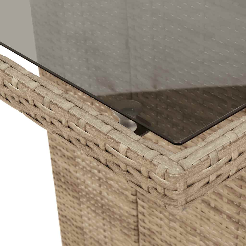 9 részes bézs polyrattan kerti étkezőgarnitúra párnákkal 6