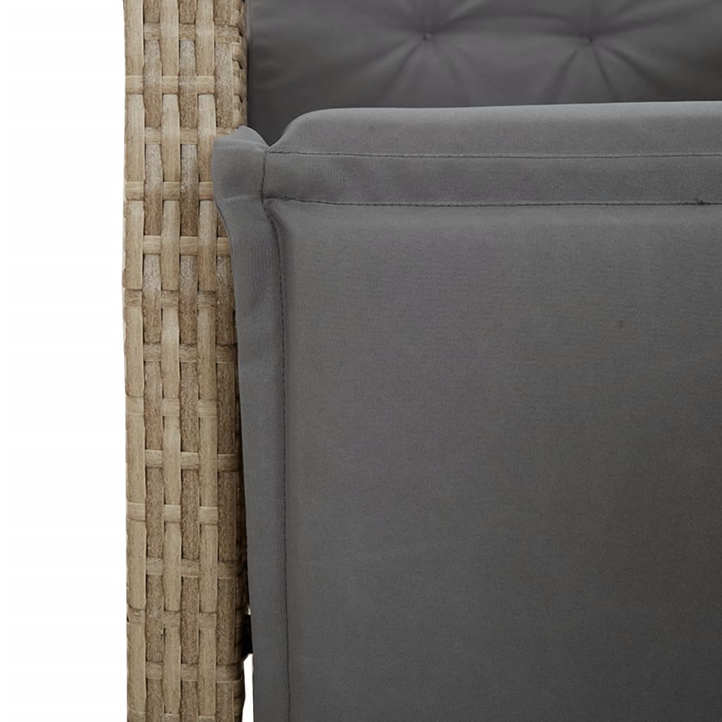 7 részes bézs polyrattan kerti étkezőgarnitúra párnákkal 6