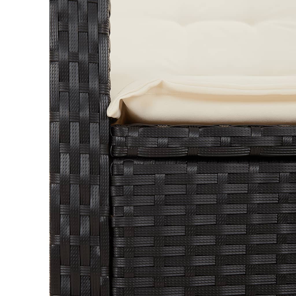 5 részes fekete polyrattan kerti étkezőgarnitúra párnákkal 8