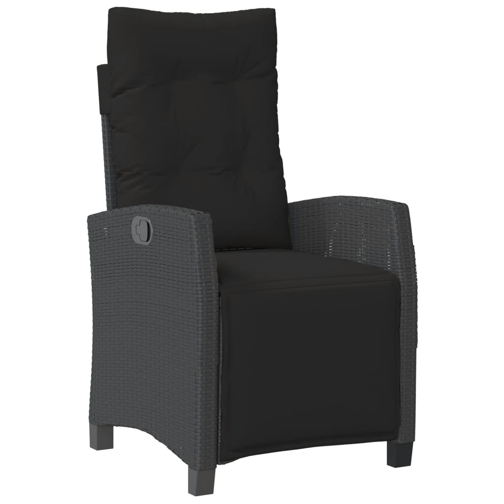 5 részes fekete polyrattan kerti étkezőgarnitúra párnákkal 5