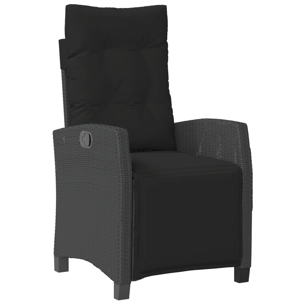 7 részes fekete polyrattan kerti étkezőgarnitúra párnával 5