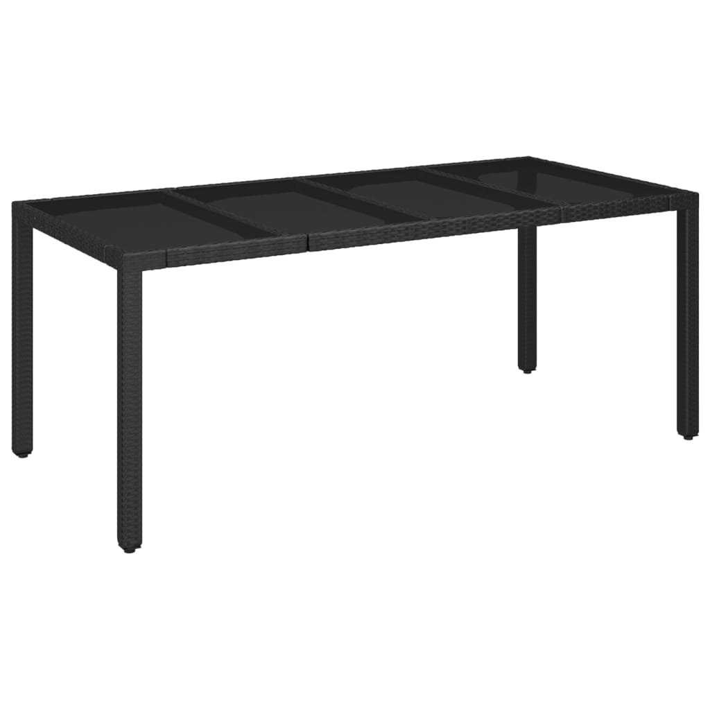 9 részes fekete polyrattan kerti étkezőgarnitúra párnákkal 3