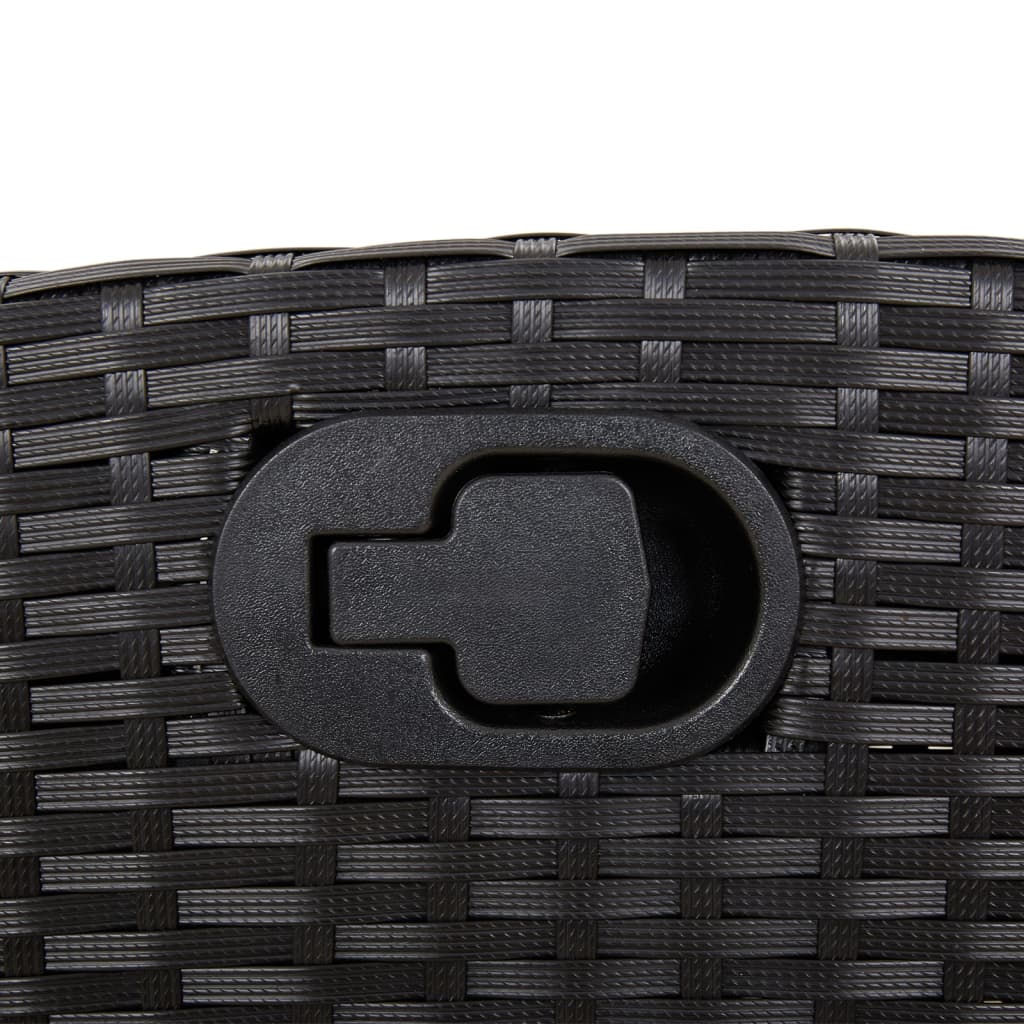 5 részes fekete polyrattan kerti étkezőgarnitúra párnákkal 7
