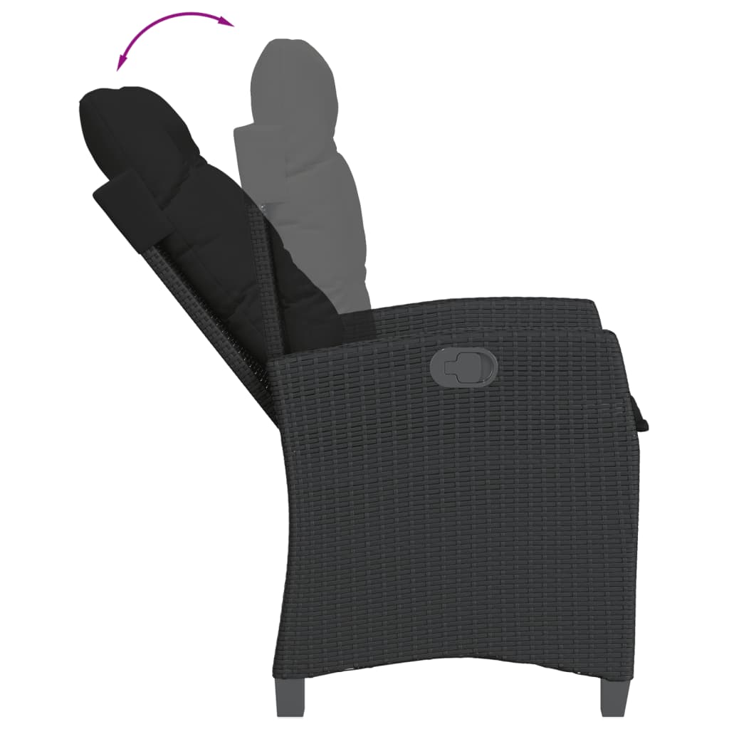 5 részes fekete polyrattan kerti étkezőgarnitúra párnákkal 5