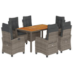 7 részes szürke polyrattan kerti étkezőgarnitúra párnával 2