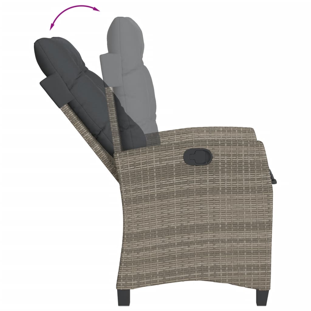 5 részes szürke polyrattan kerti étkezőgarnitúra párnával 6