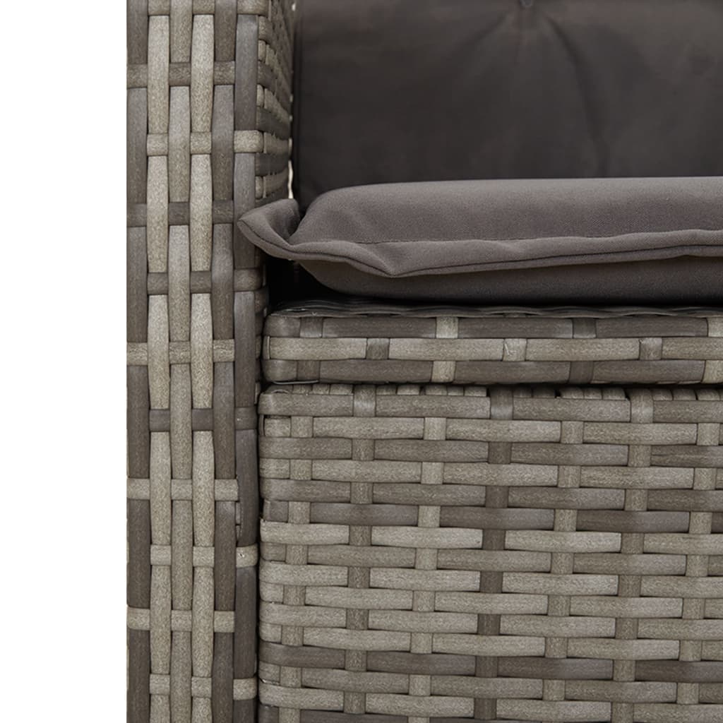 5 részes szürke polyrattan kerti étkezőgarnitúra párnával 7
