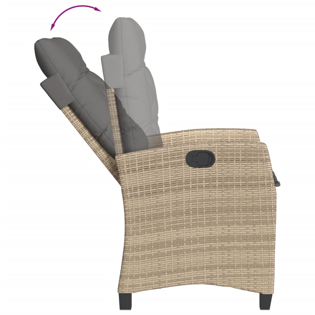 9 részes vegyes bézs polyrattan kerti étkezőgarnitúra párnákkal 6