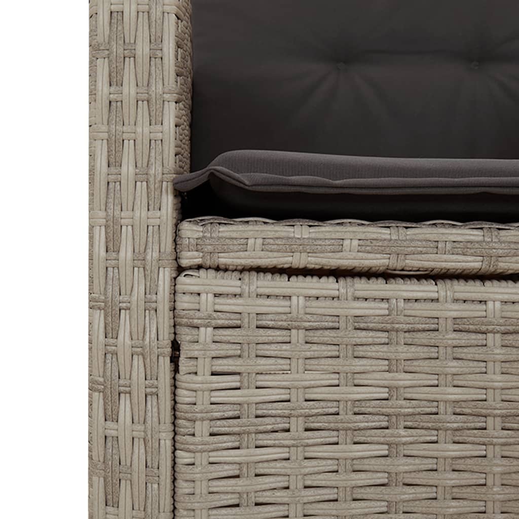 5részes világosszürke polyrattan kerti étkezőgarnitúra párnával 6