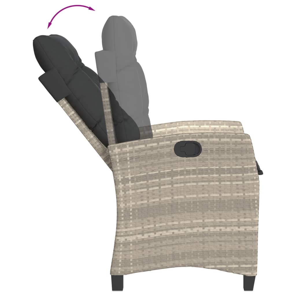 9részes világosszürke polyrattan kerti étkezőgarnitúra párnával 5