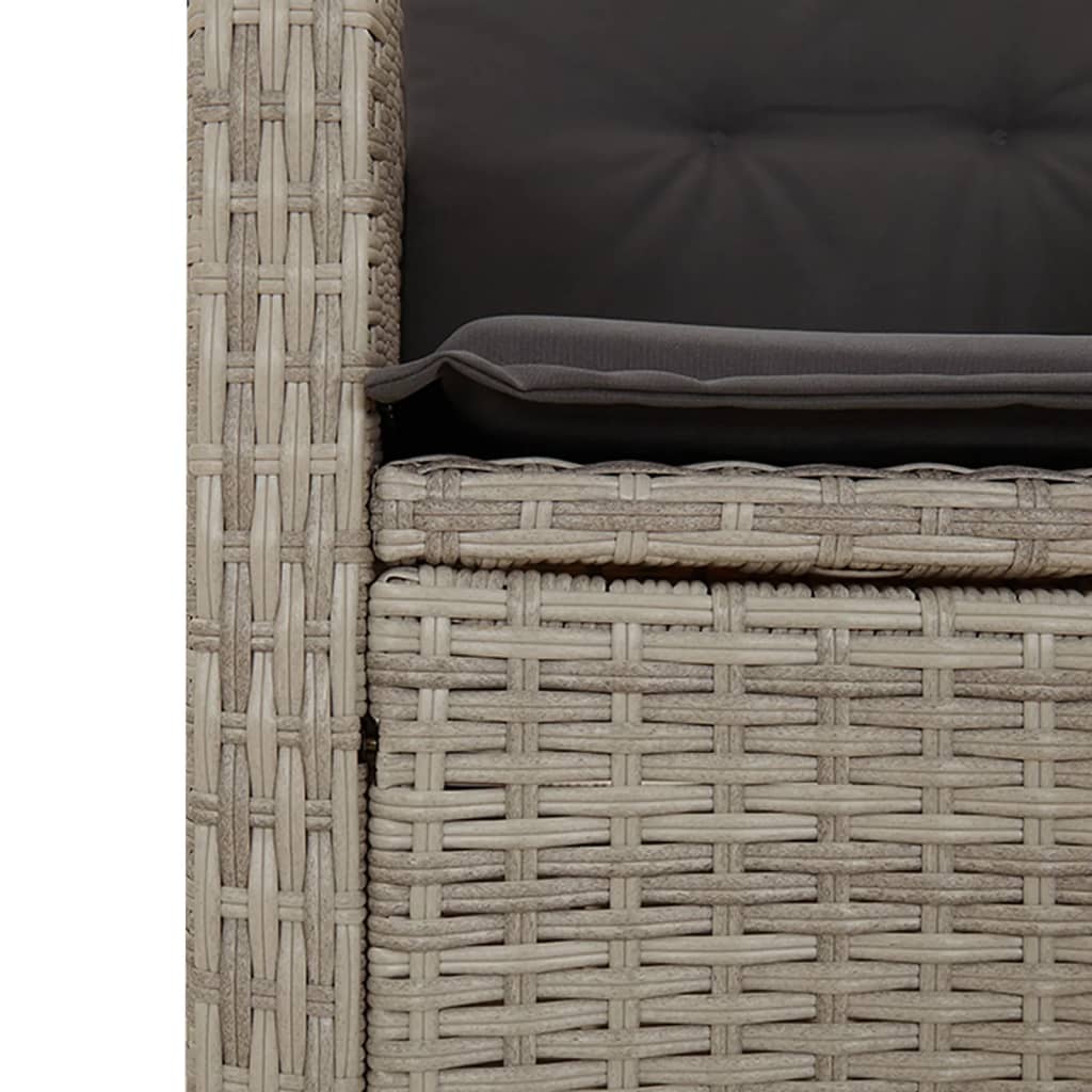 9részes világosszürke polyrattan kerti étkezőgarnitúra párnával 6