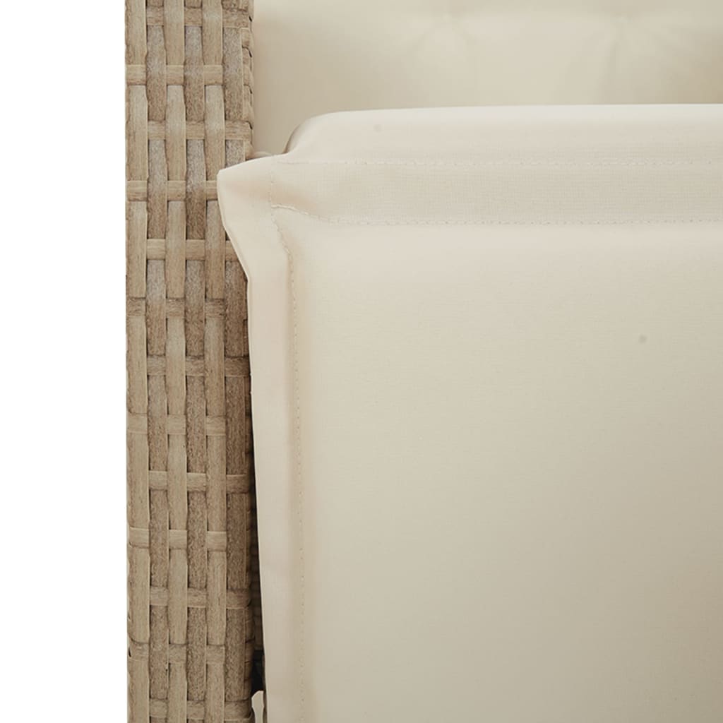 9 részes bézs polyrattan kerti étkezőgarnitúra párnákkal 6
