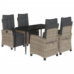 5 részes szürke polyrattan kerti étkezőgarnitúra párnával 2
