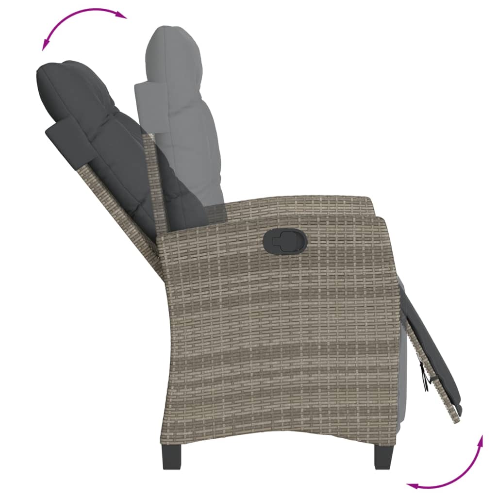 5 részes szürke polyrattan kerti étkezőgarnitúra párnával 4