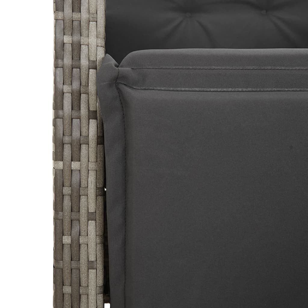 5 részes szürke polyrattan kerti étkezőgarnitúra párnával 6