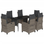 7 részes szürke polyrattan kerti étkezőgarnitúra párnával 2