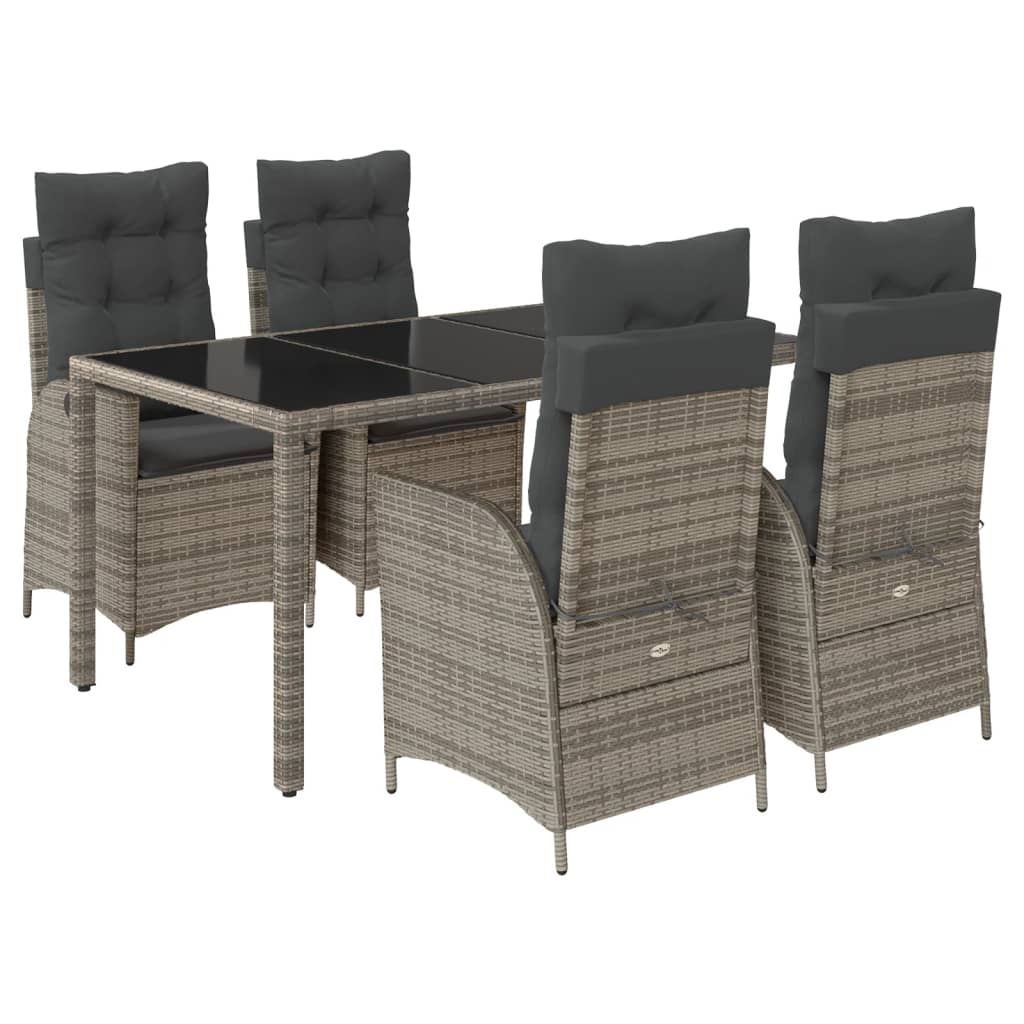 5 részes szürke polyrattan kerti étkezőgarnitúra párnával 2