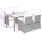 5 részes szürke polyrattan kerti étkezőgarnitúra párnával 9