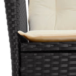 5 részes fekete polyrattan kerti étkezőgarnitúra párnákkal 5