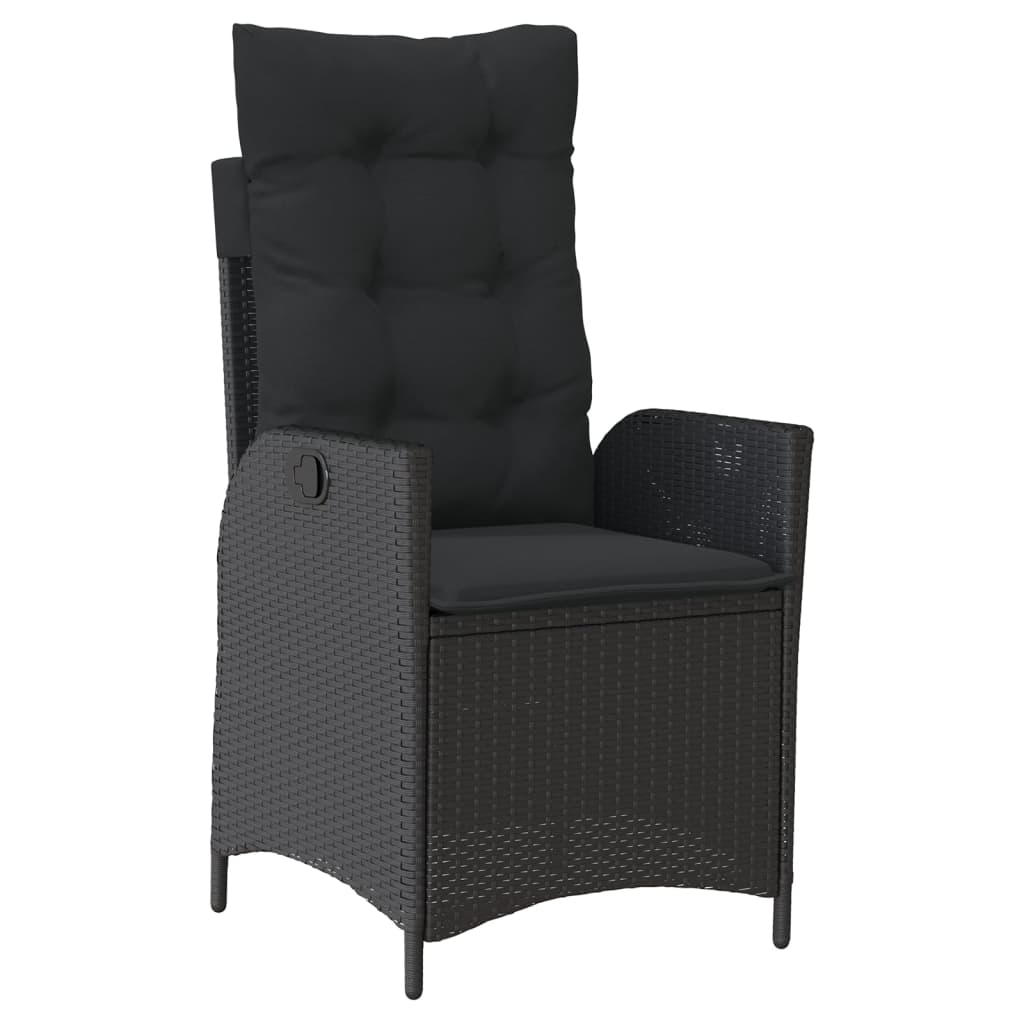 7 részes fekete polyrattan kerti étkezőgarnitúra párnával 3