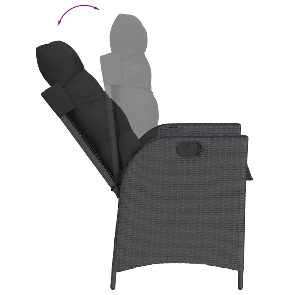 7 részes fekete polyrattan kerti étkezőgarnitúra párnával 4