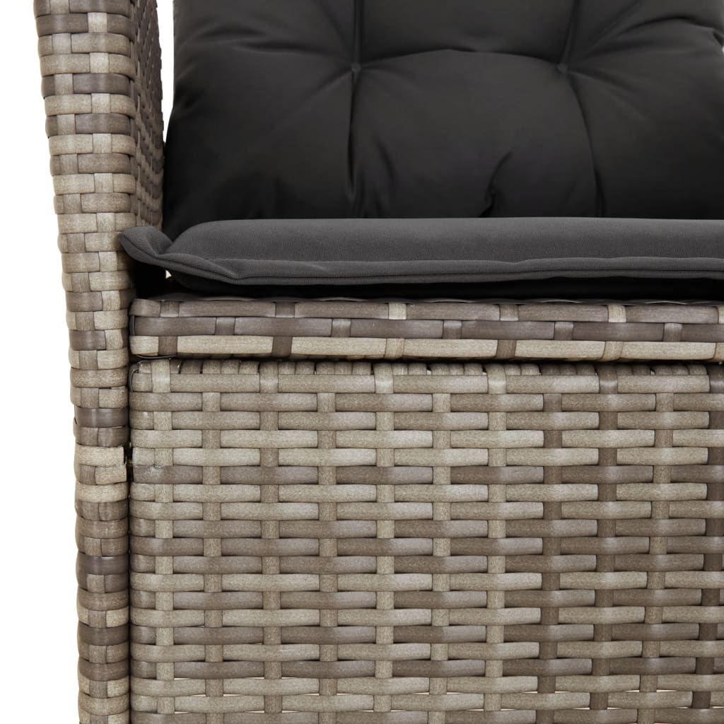 7 részes szürke polyrattan kerti étkezőgarnitúra párnával 6