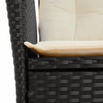 9 részes fekete polyrattan kerti étkezőgarnitúra párnákkal 6