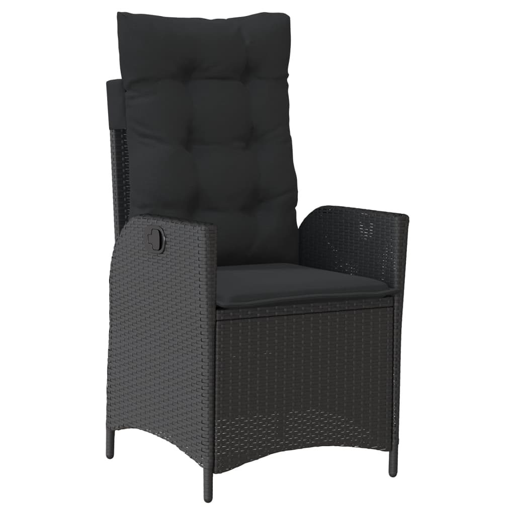 9 részes fekete polyrattan kerti étkezőgarnitúra párnákkal 3