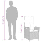 9 részes fekete polyrattan kerti étkezőgarnitúra párnákkal 10