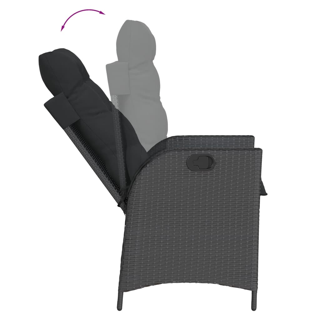 7 részes fekete polyrattan kerti étkezőgarnitúra párnával 4