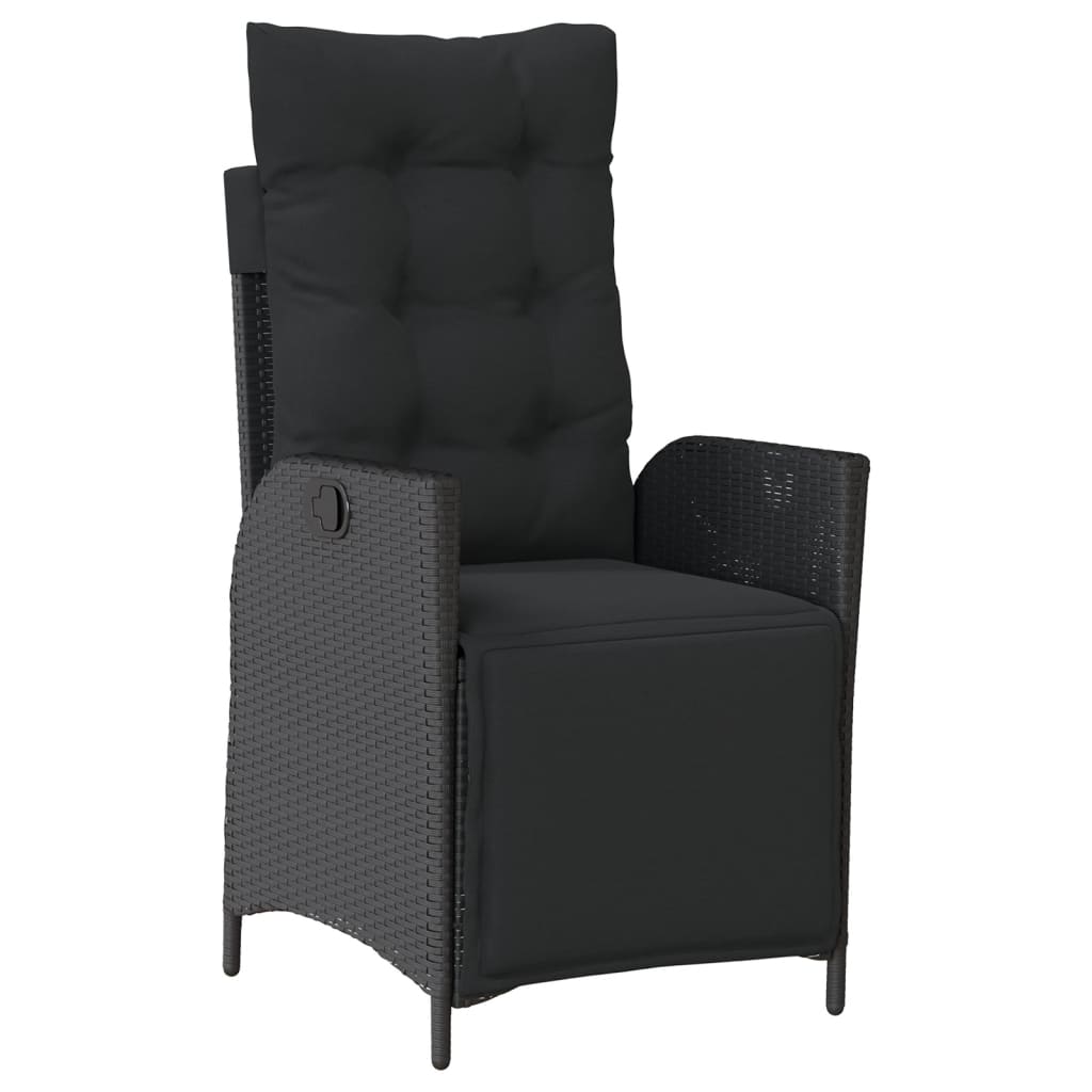 7 részes fekete polyrattan kerti étkezőgarnitúra párnával 6