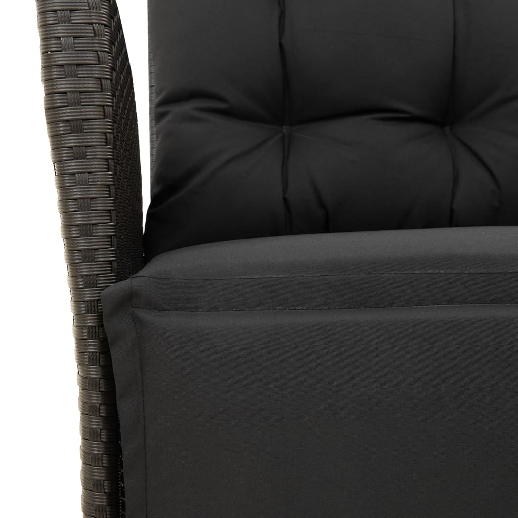7 részes fekete polyrattan kerti étkezőgarnitúra párnával 8