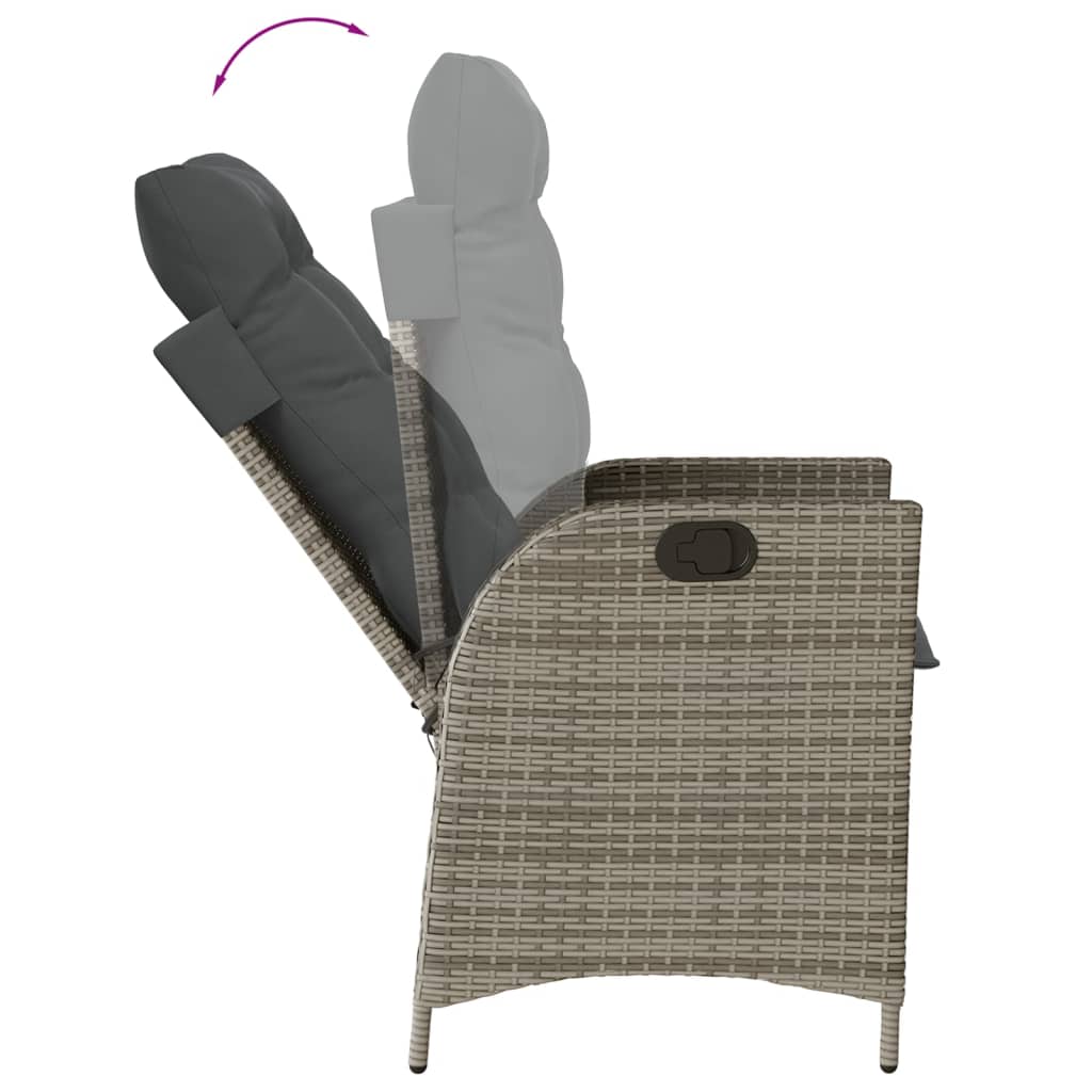 7 részes szürke polyrattan kerti étkezőgarnitúra párnával 4