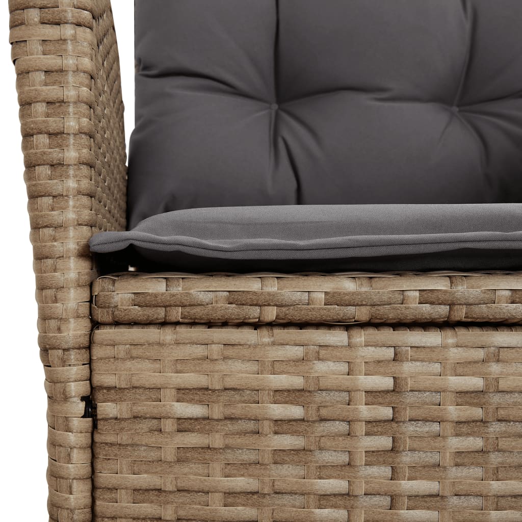 9 részes bézs polyrattan kerti étkezőgarnitúra párnákkal 5