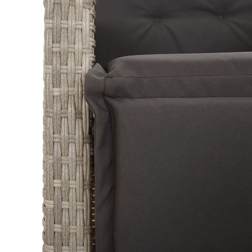 5részes világosszürke polyrattan kerti étkezőgarnitúra párnával 8
