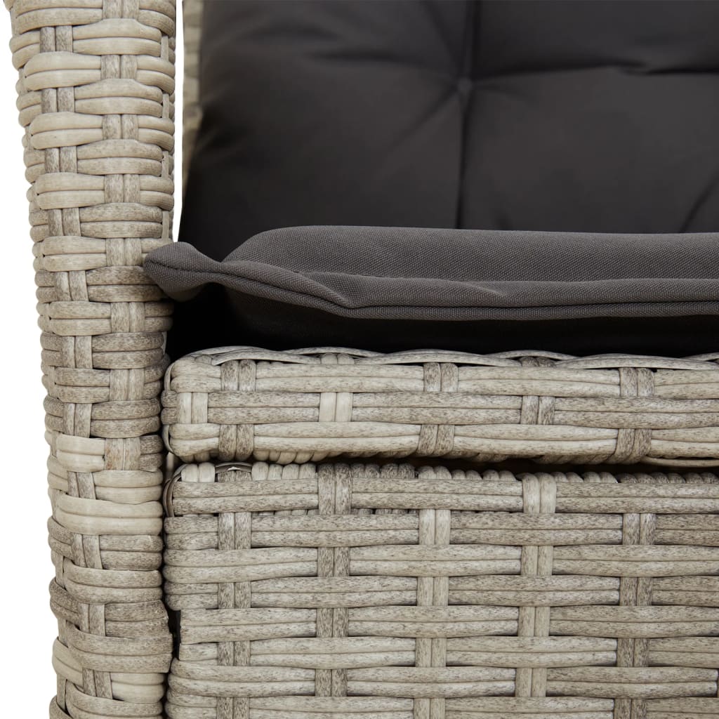 9részes világosszürke polyrattan kerti étkezőgarnitúra párnával 5