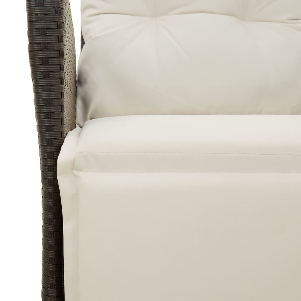 7 részes fekete polyrattan kerti étkezőgarnitúra párnával 6