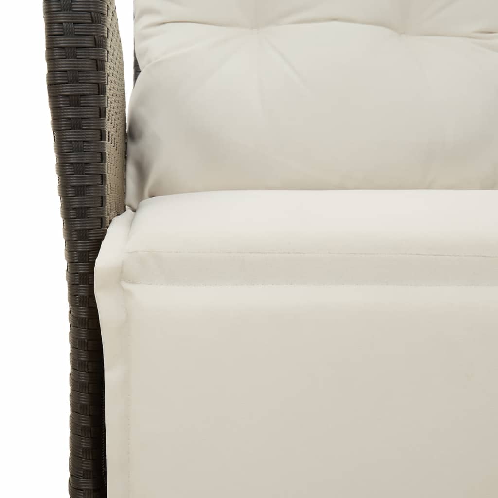 7 részes fekete polyrattan kerti étkezőgarnitúra párnával 7