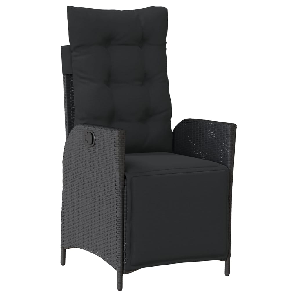 7 részes fekete polyrattan kerti étkezőgarnitúra párnával 3