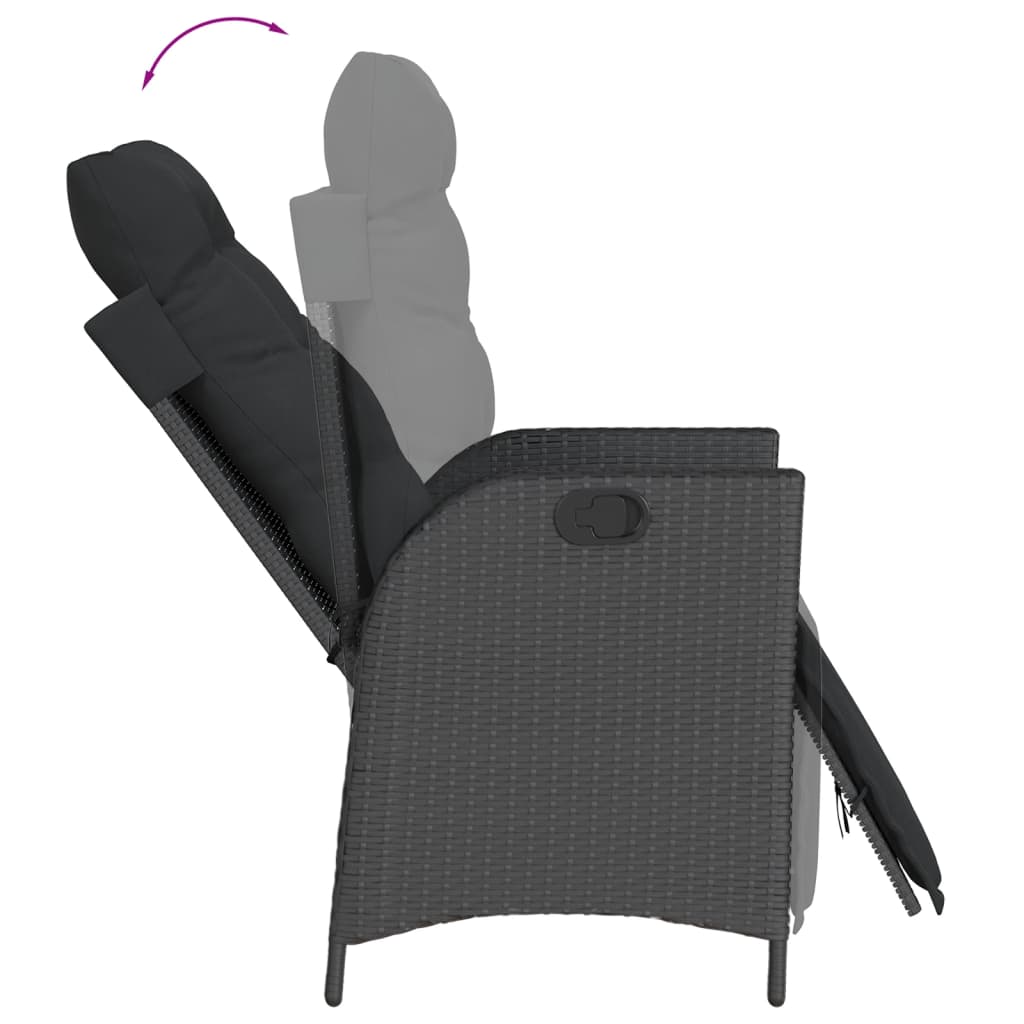 7 részes fekete polyrattan kerti étkezőgarnitúra párnával 5