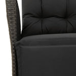 7 részes fekete polyrattan kerti étkezőgarnitúra párnával 7